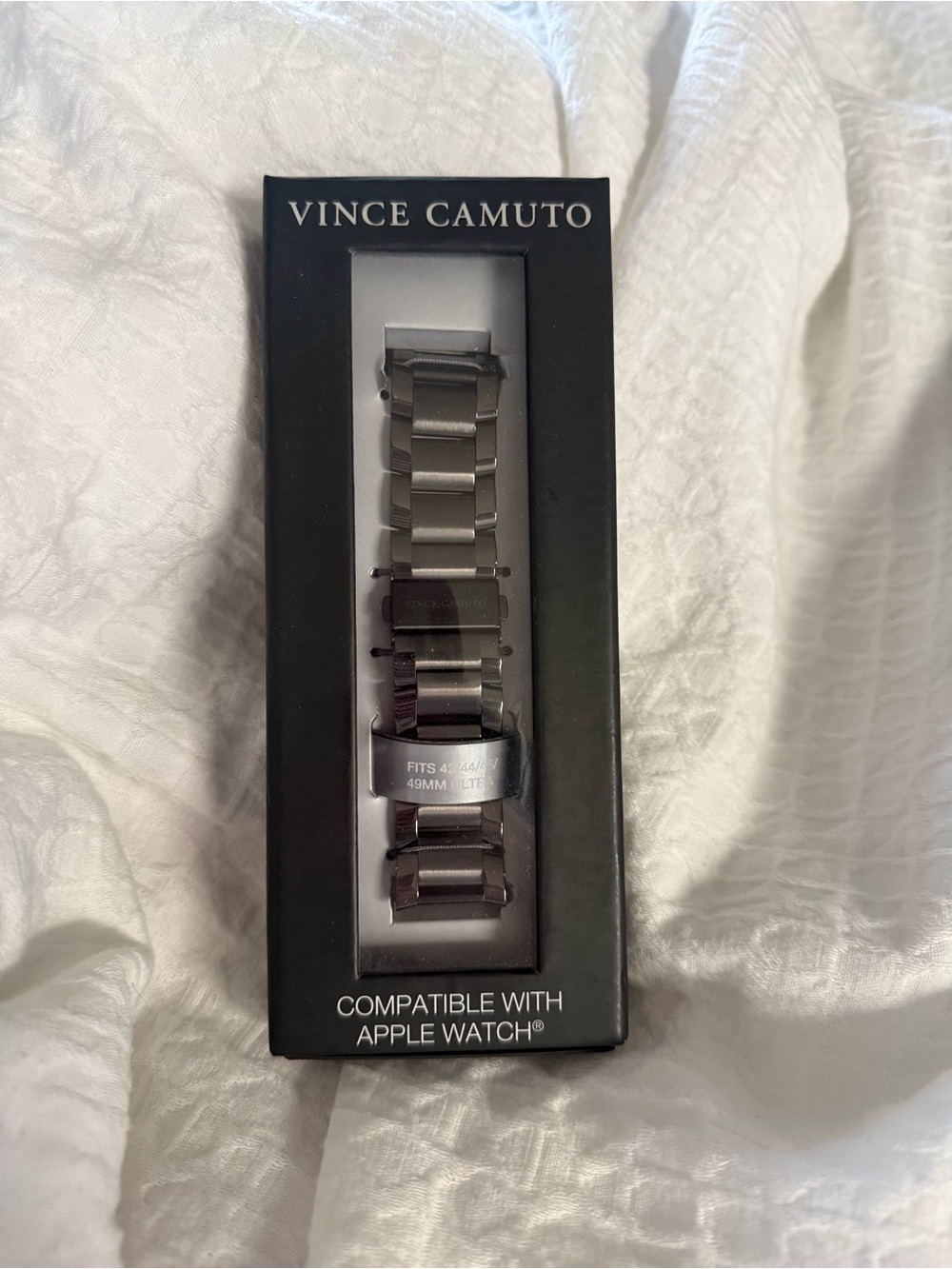 Vince Camuto Men's Gunmetal Stainless Steel Link Apple Watch Band